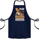 Fear the Bearded Dragon Cotton Apron 100% Organic Navy Blue