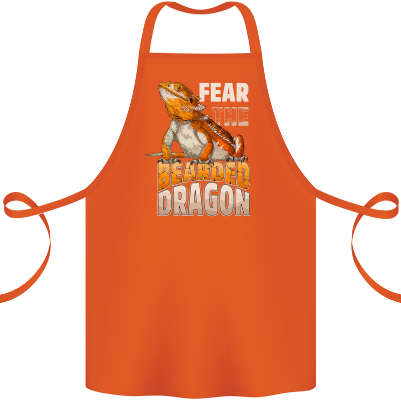 Fear the Bearded Dragon Cotton Apron 100% Organic Orange
