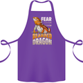 Fear the Bearded Dragon Cotton Apron 100% Organic Purple