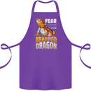 Fear the Bearded Dragon Cotton Apron 100% Organic Purple
