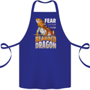 Fear the Bearded Dragon Cotton Apron 100% Organic Royal Blue
