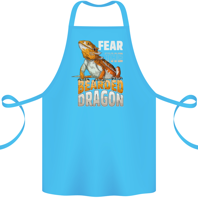 Fear the Bearded Dragon Cotton Apron 100% Organic Turquoise
