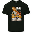 Fear the Bearded Dragon Mens Cotton T-Shirt Tee Top Black