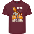 Fear the Bearded Dragon Mens Cotton T-Shirt Tee Top Maroon