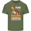 Fear the Bearded Dragon Mens Cotton T-Shirt Tee Top Military Green