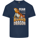 Fear the Bearded Dragon Mens Cotton T-Shirt Tee Top Navy Blue