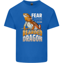 Fear the Bearded Dragon Mens Cotton T-Shirt Tee Top Royal Blue