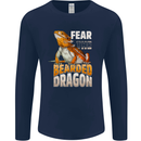 Fear the Bearded Dragon Mens Long Sleeve T-Shirt Navy Blue