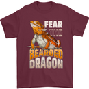 Fear the Bearded Dragon Mens T-Shirt 100% Cotton Maroon