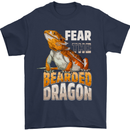 Fear the Bearded Dragon Mens T-Shirt 100% Cotton Navy Blue