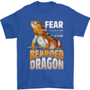 Fear the Bearded Dragon Mens T-Shirt 100% Cotton Royal Blue
