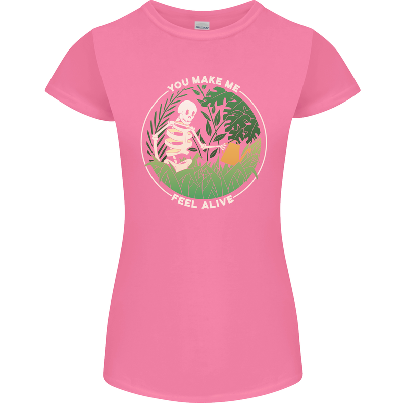 Feel Alive Gardening Gardener Plants Skull Womens Petite Cut T-Shirt