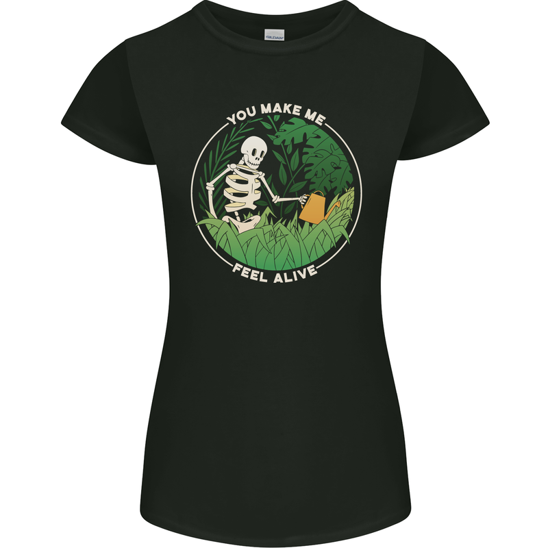 Feel Alive Gardening Gardener Plants Skull Womens Petite Cut T-Shirt