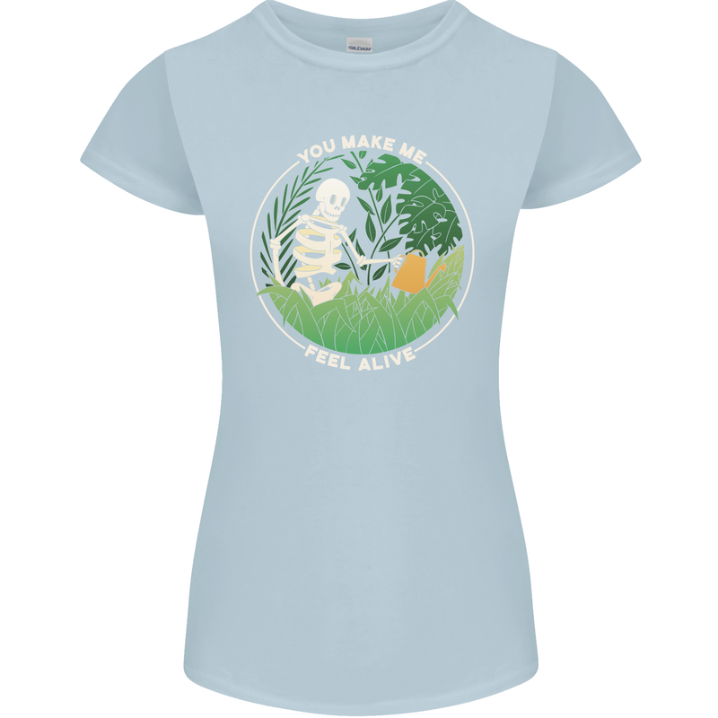 Feel Alive Gardening Gardener Plants Skull Womens Petite Cut T-Shirt