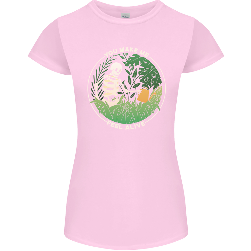 Feel Alive Gardening Gardener Plants Skull Womens Petite Cut T-Shirt