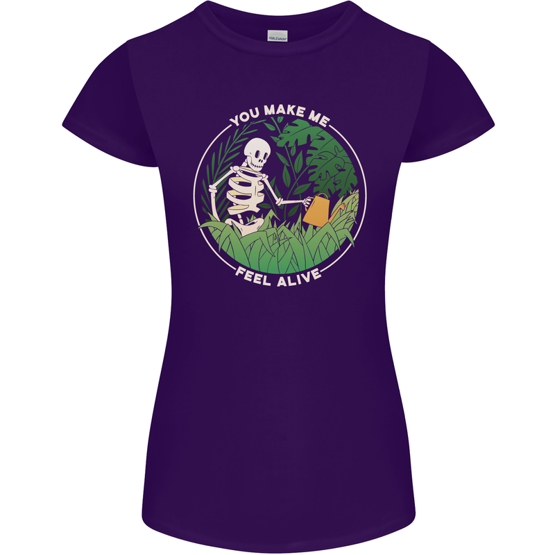 Feel Alive Gardening Gardener Plants Skull Womens Petite Cut T-Shirt