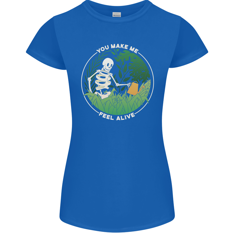 Feel Alive Gardening Gardener Plants Skull Womens Petite Cut T-Shirt