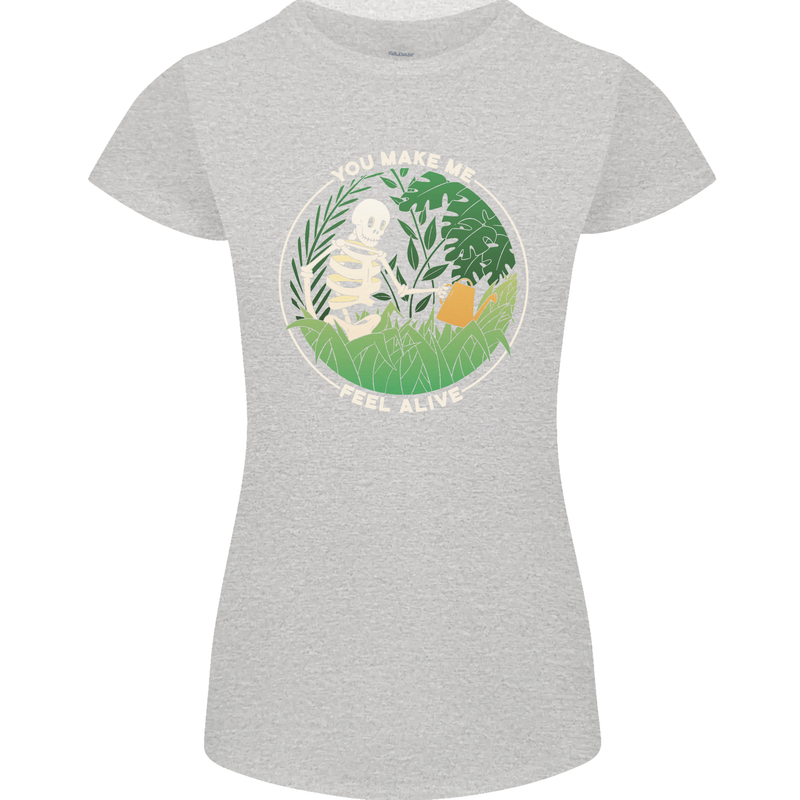 Feel Alive Gardening Gardener Plants Skull Womens Petite Cut T-Shirt