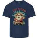 Feliz Navidad Spanish Mexican Merry Christmas Mens Cotton T-Shirt Tee Top Navy Blue