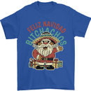 Feliz Navidad Spanish Mexican Merry Christmas Mens T-Shirt 100% Cotton Royal Blue