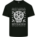 Feliz Navidad Sugar Skull Christmas Xmas Mens Cotton T-Shirt Tee Top Black