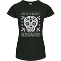 Feliz Navidad Sugar Skull Christmas Xmas Womens Petite Cut T-Shirt Black
