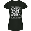 Feliz Navidad Sugar Skull Christmas Xmas Womens Petite Cut T-Shirt Black