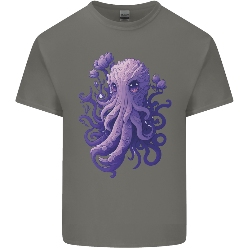 Female Kraken Octopus Cthulhu Mens Cotton T-Shirt Tee Top Charcoal