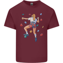 Female Rock Climber Climbing Wall Mens Cotton T-Shirt Tee Top Maroon