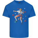 Female Rock Climber Climbing Wall Mens Cotton T-Shirt Tee Top Royal Blue