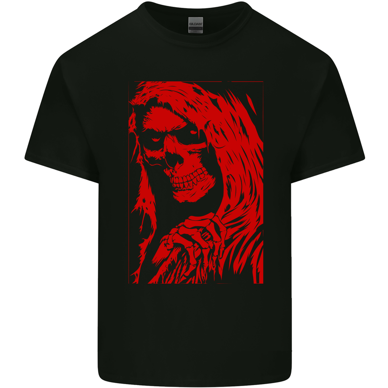Female Skull Grim Reaper Biker Motorcycle Kids T-Shirt Childrens Black