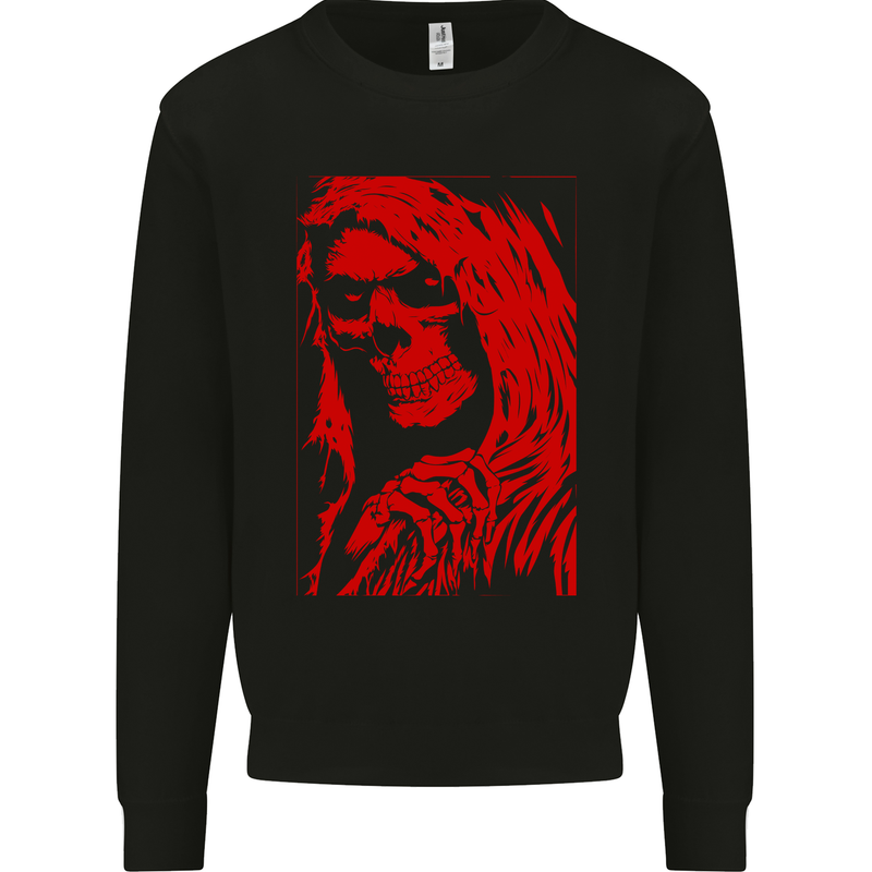 Female Skull Grim Reaper Biker Motorcycle Mens Sweatshirt Jumper Black