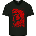 Female Skull Grim Reaper Biker Motorcycle Mens V-Neck Cotton T-Shirt Black