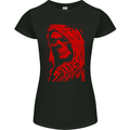 Female Skull Grim Reaper Biker Motorcycle Womens Petite Cut T-Shirt Black