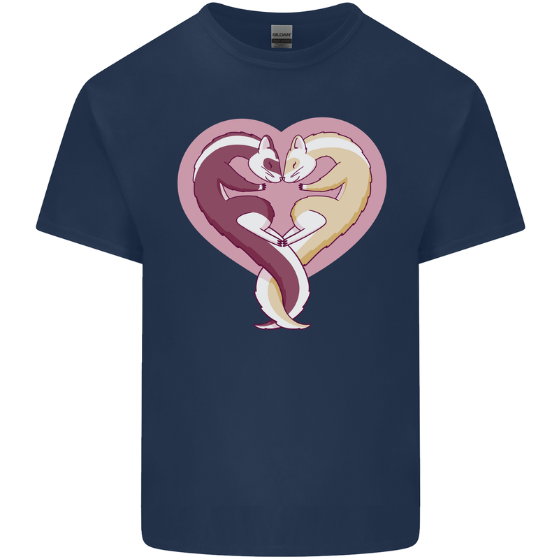 Ferret Heart Kids T-Shirt Childrens Navy Blue