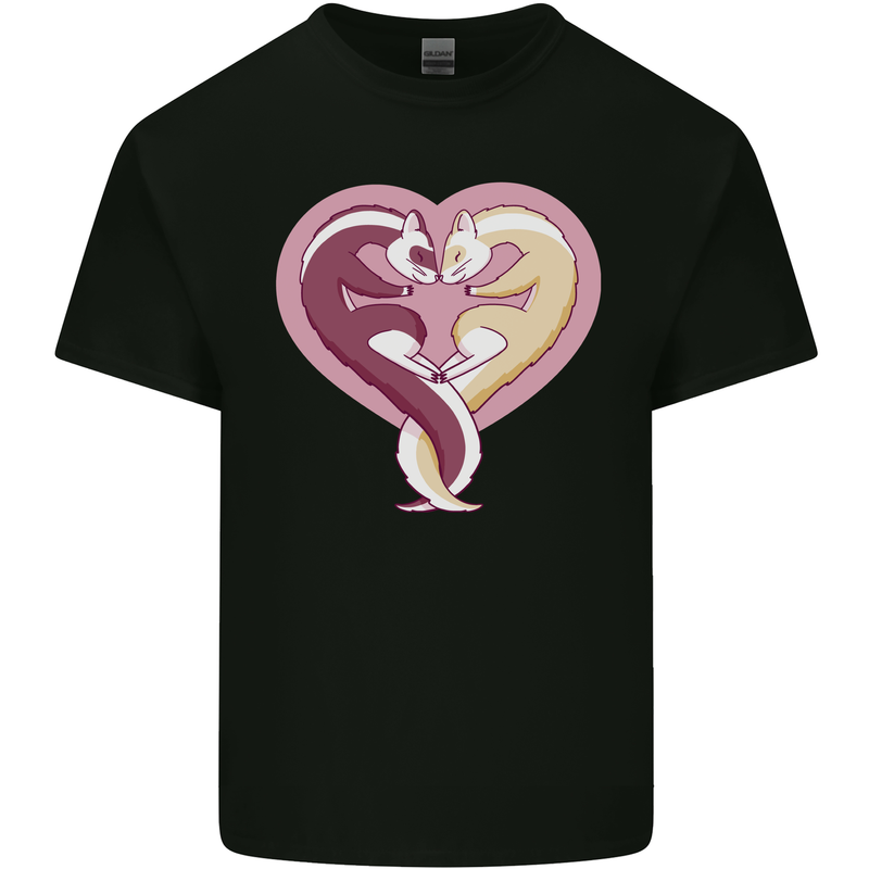 Ferret Heart Mens Cotton T-Shirt Tee Top Black