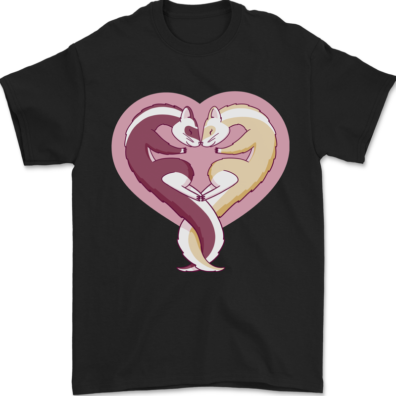 Ferret Heart Mens T-Shirt 100% Cotton Black