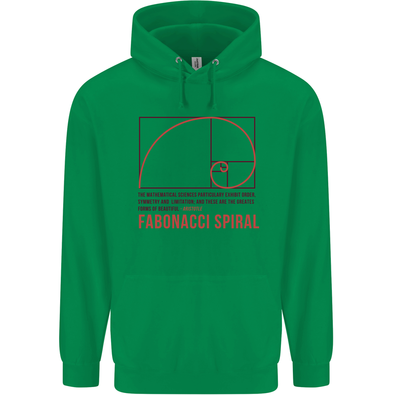 Fibonacci Spiral Mathematics Maths Science Childrens Kids Hoodie Irish Green
