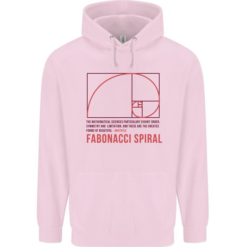 Fibonacci Spiral Mathematics Maths Science Childrens Kids Hoodie Light Pink