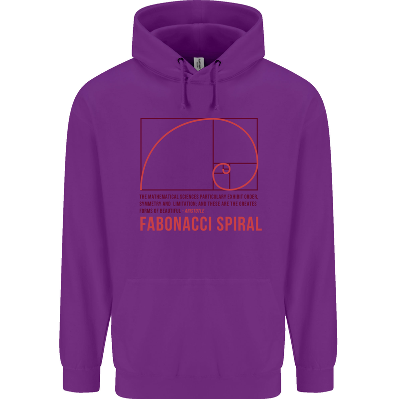 Fibonacci Spiral Mathematics Maths Science Childrens Kids Hoodie Purple