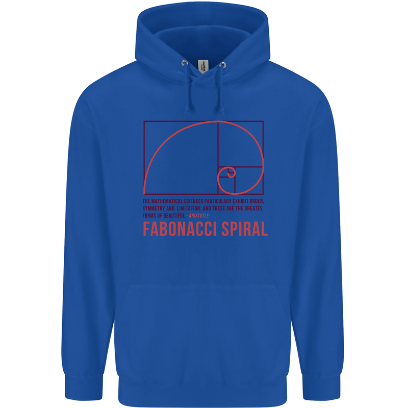 Fibonacci Spiral Mathematics Maths Science Childrens Kids Hoodie Royal Blue