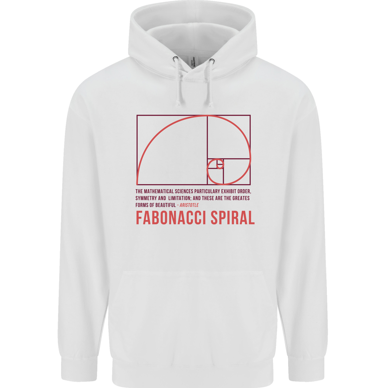 Fibonacci Spiral Mathematics Maths Science Childrens Kids Hoodie White