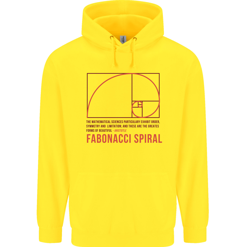Fibonacci Spiral Mathematics Maths Science Childrens Kids Hoodie Yellow