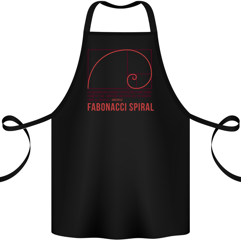 Fibonacci Spiral Mathematics Maths Science Cotton Apron 100% Organic Black