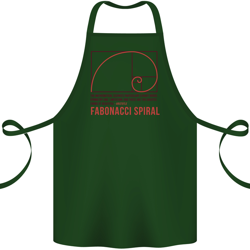 Fibonacci Spiral Mathematics Maths Science Cotton Apron 100% Organic Forest Green