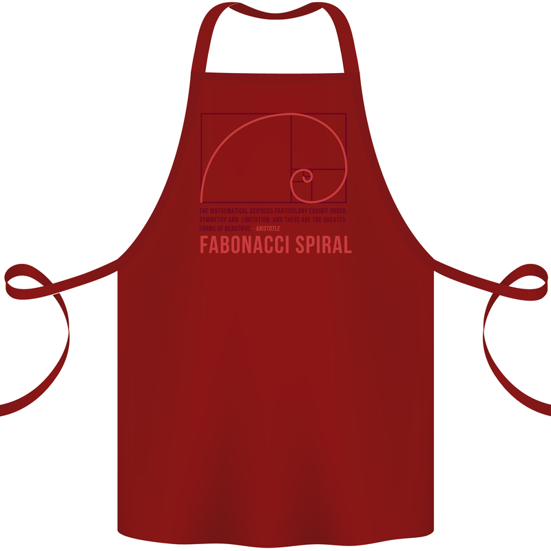 Fibonacci Spiral Mathematics Maths Science Cotton Apron 100% Organic Maroon