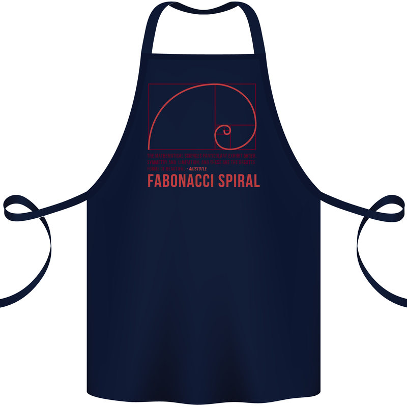 Fibonacci Spiral Mathematics Maths Science Cotton Apron 100% Organic Navy Blue