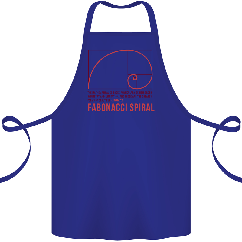 Fibonacci Spiral Mathematics Maths Science Cotton Apron 100% Organic Royal Blue