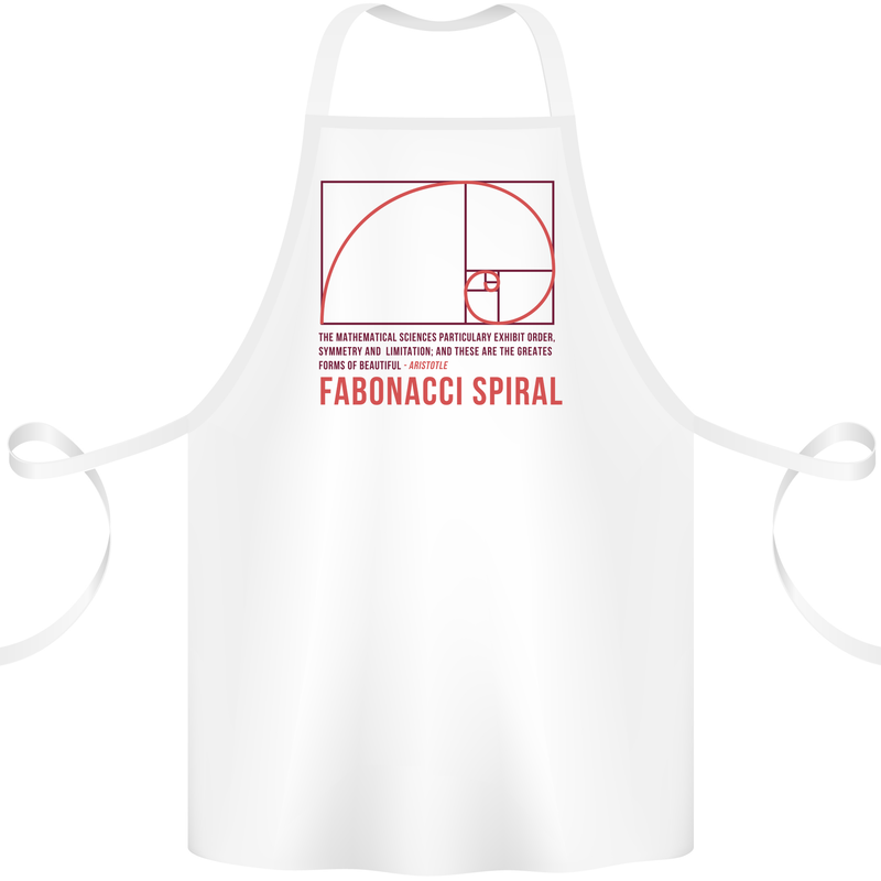 Fibonacci Spiral Mathematics Maths Science Cotton Apron 100% Organic White