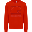 Fibonacci Spiral Mathematics Maths Science Kids Sweatshirt Jumper Bright Red